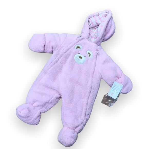 La Petite Rothschild Infant Girls Snowsuit Size 3-6 Months Pink Bunting Bear NEW - Picture 1 of 4